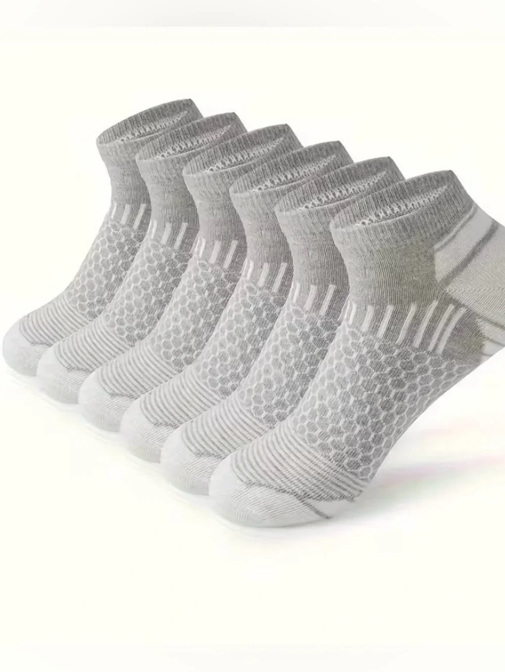 Light Gray Men's Low-Cut Moisturizer-Wicking Athletic Socks - 6 Pack
